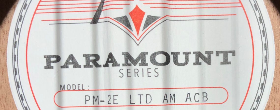 Fender Paramount PM-2e Parlor All Mahogany LTD label