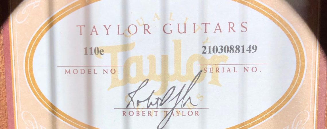 Taylor Guitars 110e label