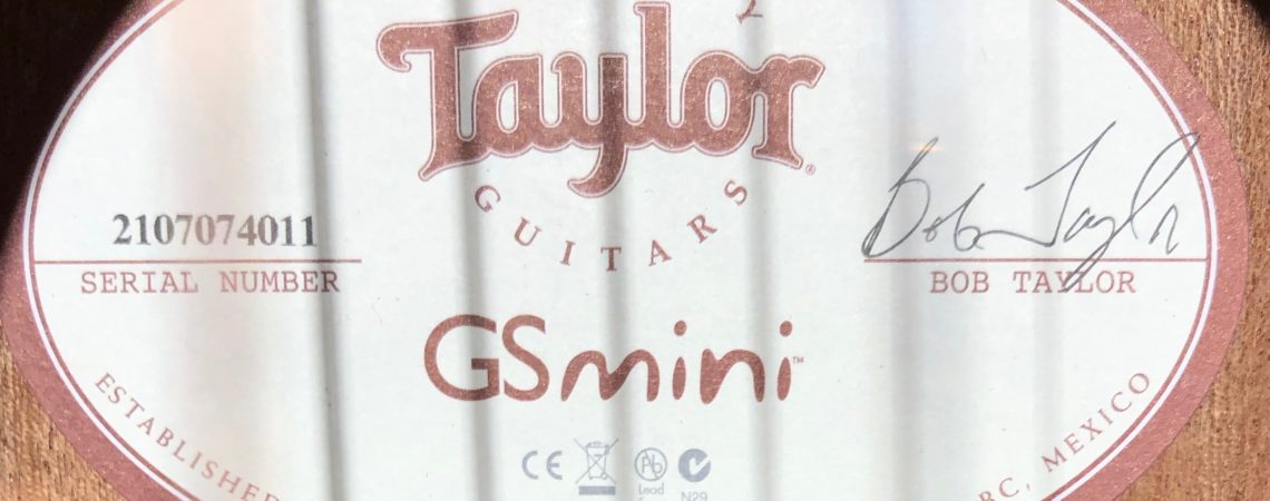 Taylor Guitars GS Mini label